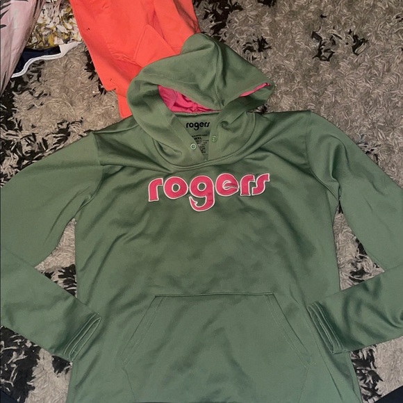 Green Hoodie with Pink 'Rogers' Logo size WXL - Picture 1 of 4